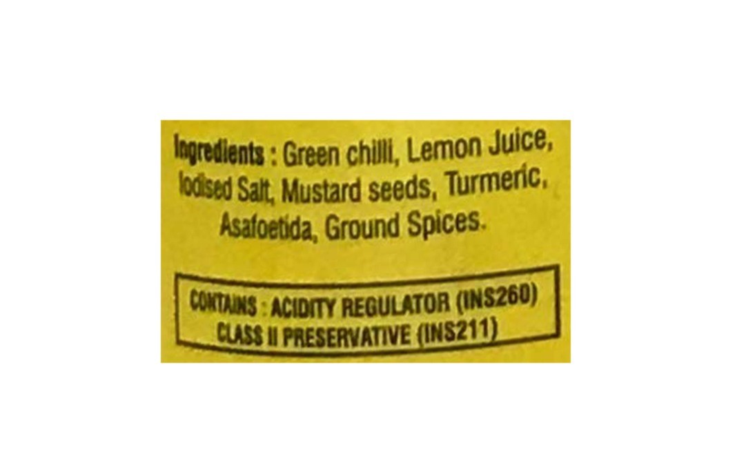Neeraj Green Chilli Pickle    Plastic Jar  500 grams